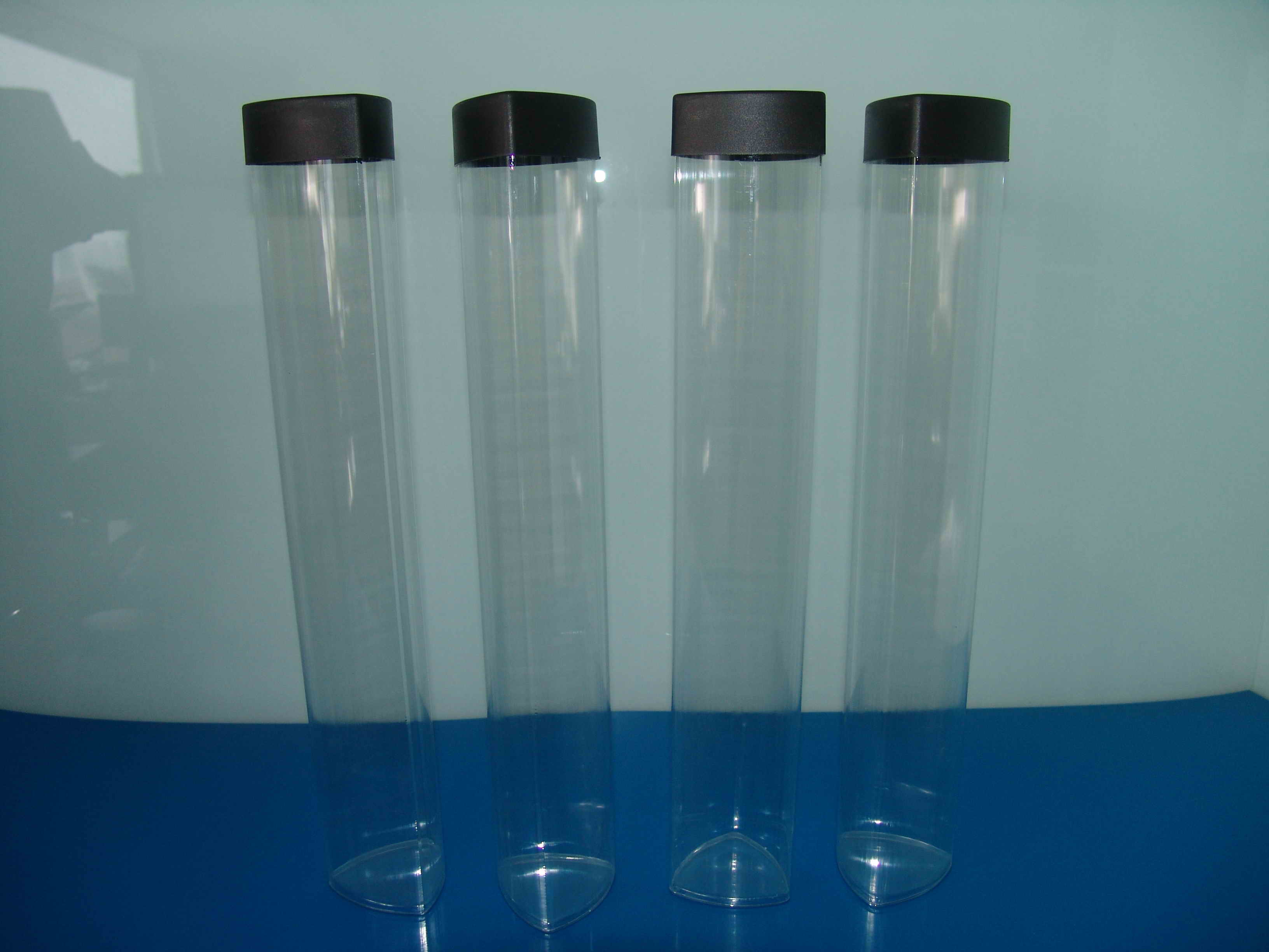 clear triangle tubes,triangle plastic tubes,triangel packaging tubes